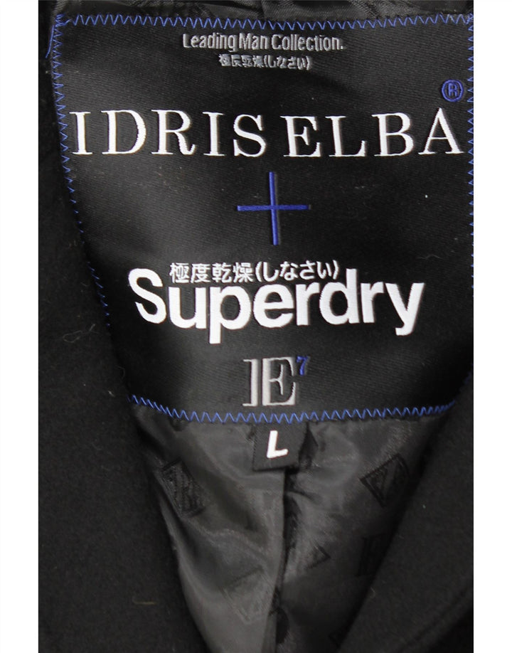 SUPERDRY Overfrakke til mænd UK 40 Large Black Wool