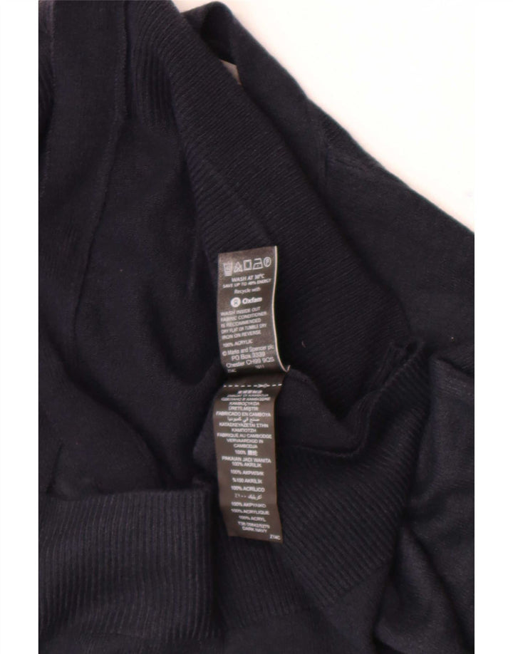 Marks & Spencer Dame Crop Cardigan Sweater UK 12 Medium Navy Blue Akryl