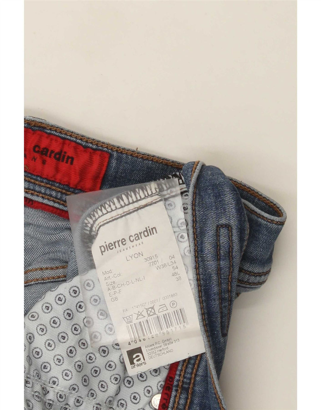 Pierre Cardin Straight Jeans til mænd W38 L32 Blå Bomuld