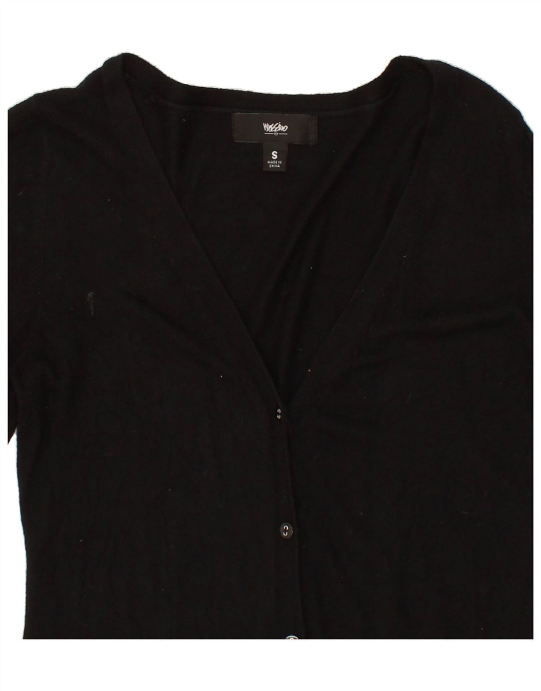 MOSSIMO Womens 3/4 Sleeve Cardigan Sweater UK 10 Small Black Nylon Vintage Mossimo and Second-Hand Mossimo from Messina Hembry 