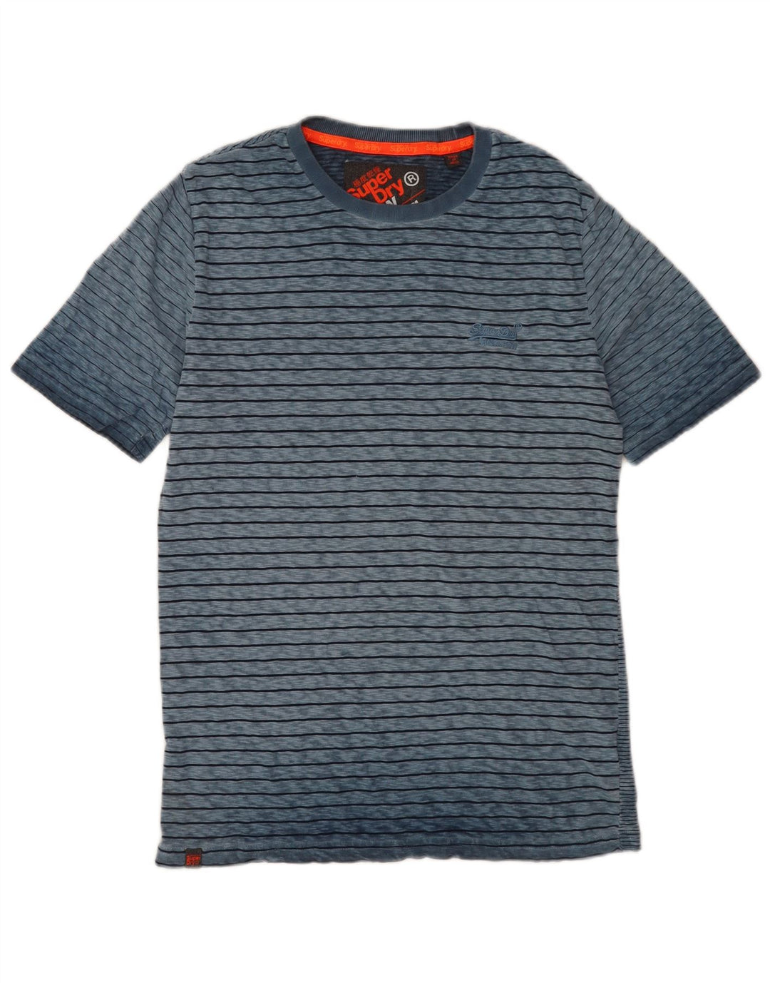 Superdry T-shirt top til mænd, mellemblå stribet bomuld