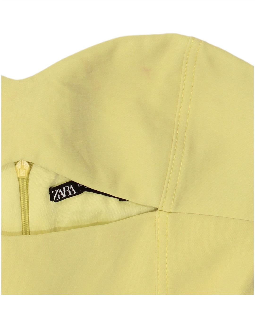 Zara Dame Stropløs Kjole UK 8 Lille Gul Polyester