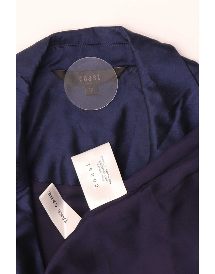 Coast Kvinder slå-om-kjole UK 12 Medium Navy Blue Silke