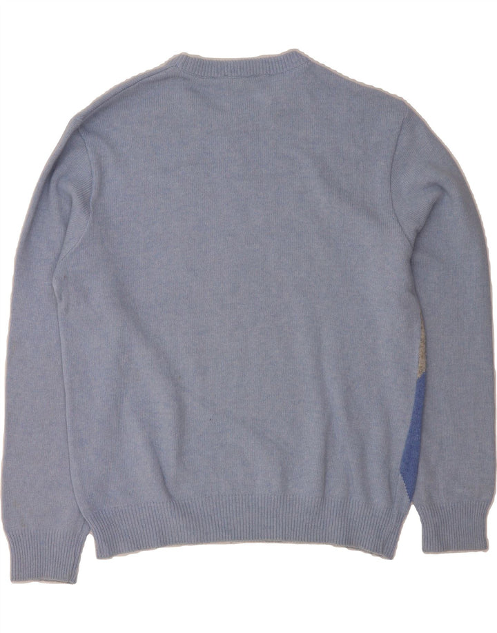 VINTAGE Mens Crew Neck Jumper Sweater IT 48 Small Blue Argyle/Diamond Wool Vintage Vintage and Second-Hand Vintage from Messina Hembry 