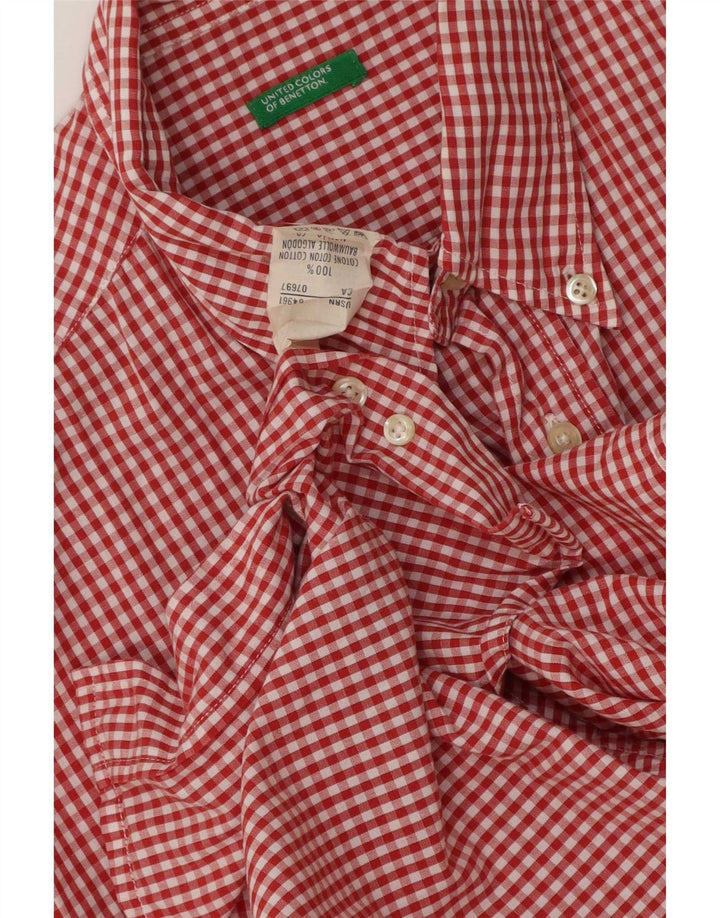 Benetton Herreskjorte Medium Rød Gingham Bomuld