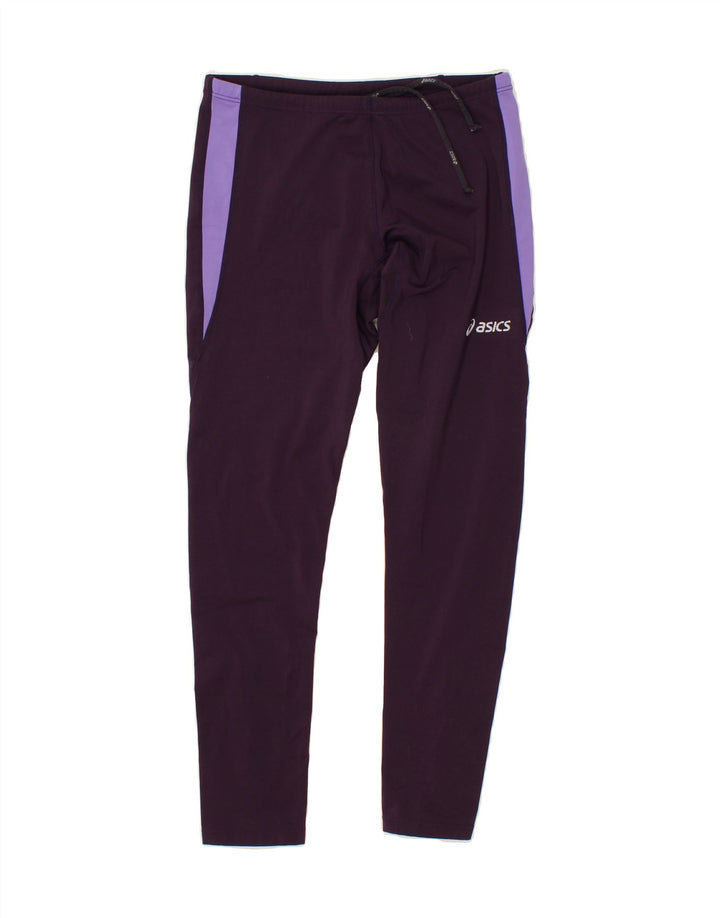ASICS Womens Leggings UK 12 Medium Purple Colourblock Polyester Vintage Asics and Second-Hand Asics from Messina Hembry 