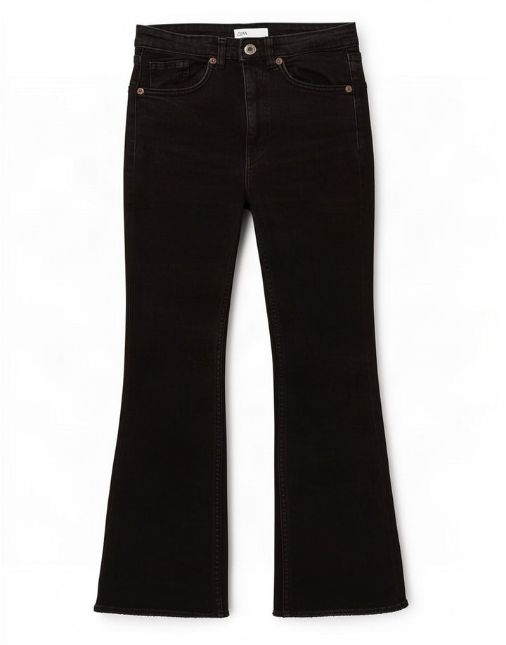 Zara Dame Flared Jeans EU 36 XS W26 L24 Sort