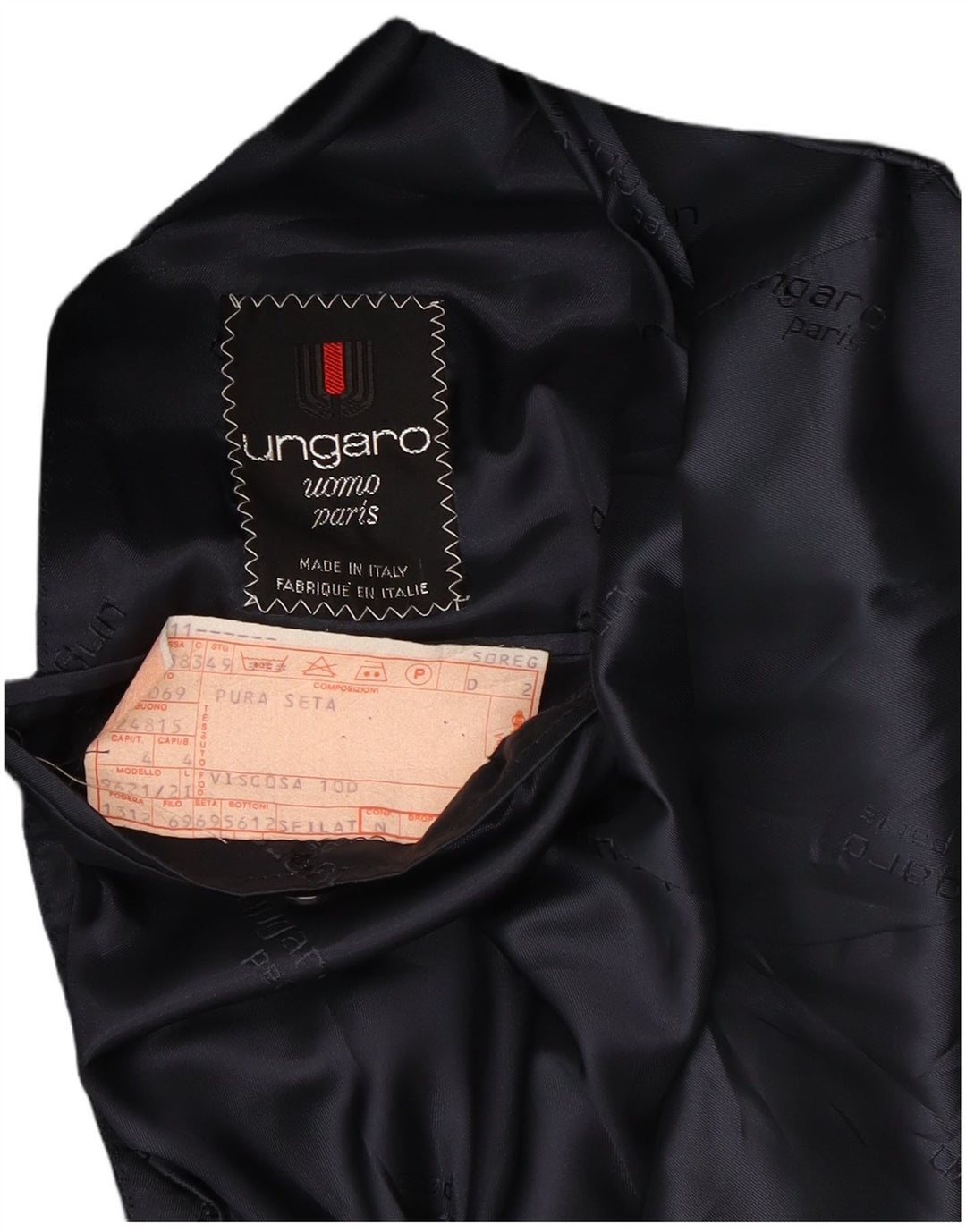 UNGARO Mens Double Breasted Blazer Jacket IT 50 Large Black Silk