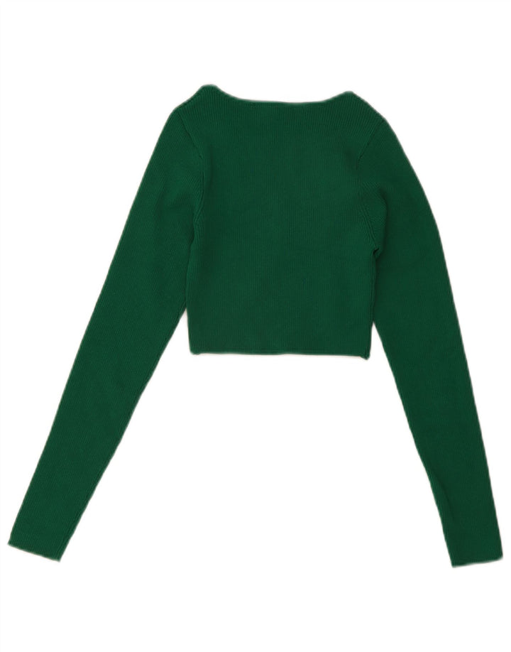 Zara Langærmet Crop Top til kvinder DK 8 Lille Grøn