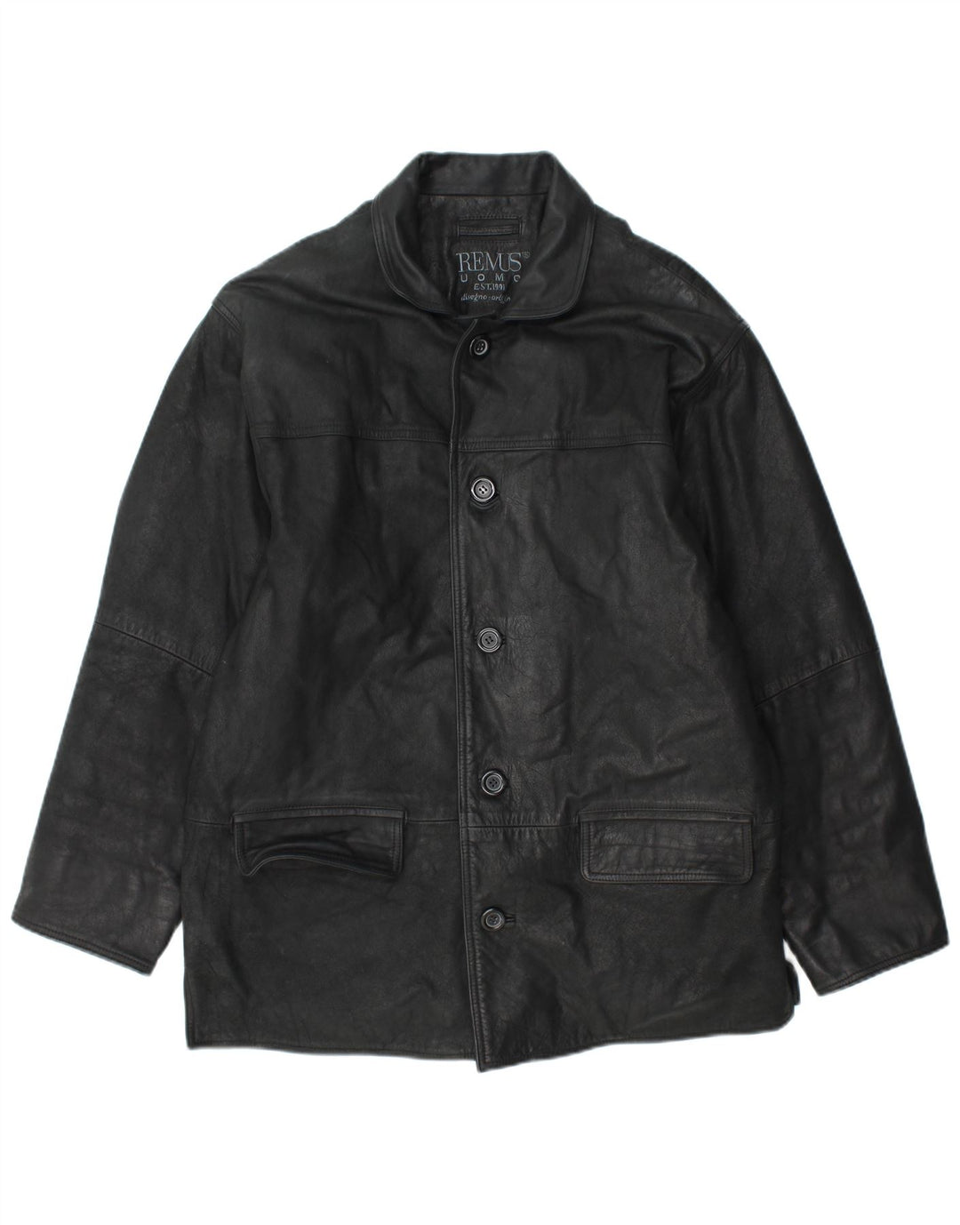 REMUS Læderfrakke til mænd UK 40 Stor sort læder