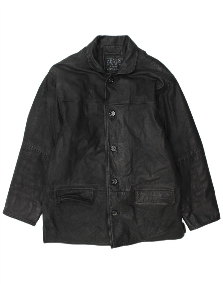REMUS Læderfrakke til mænd UK 40 Stor sort læder