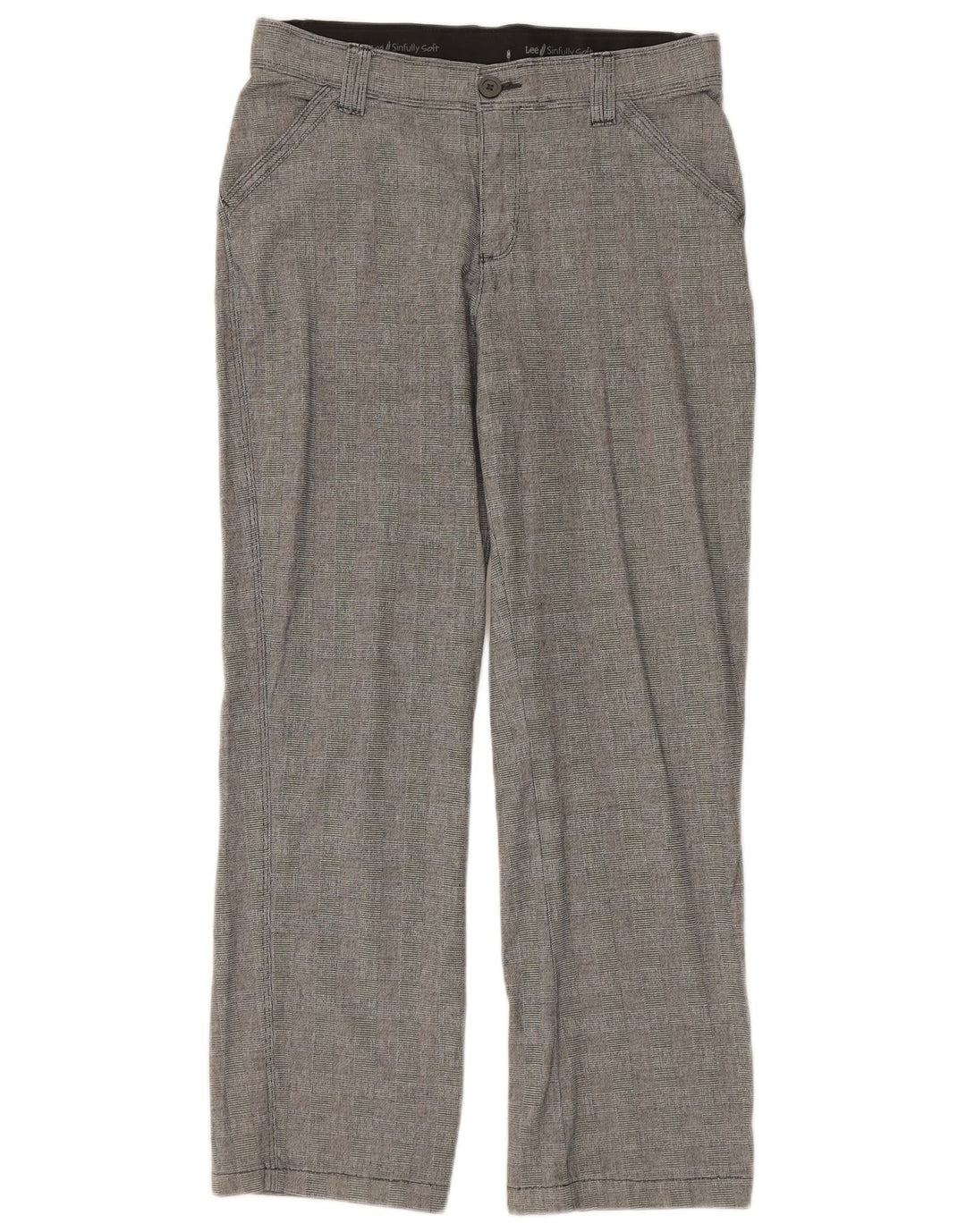 LEE Womens Straight Casual Trousers US 8 Medium W30 L28 Grey Check Cotton