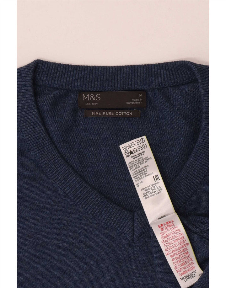 Marks & Spencer Herre V-hals sweater mellemblå bomuld