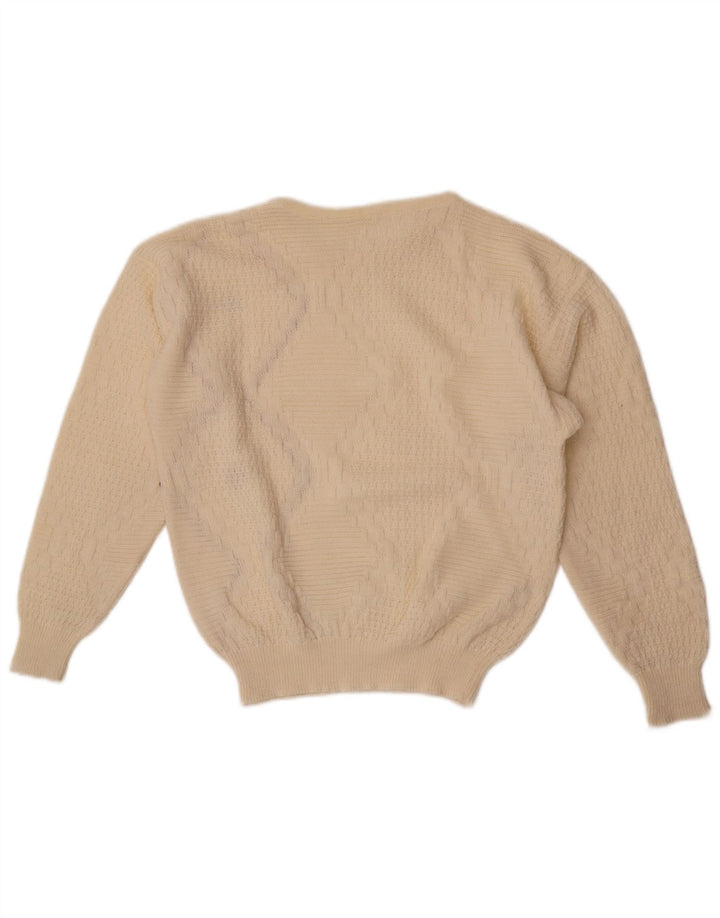 Vintage Dame Boat Neck Jumper Sweater UK 14 Medium Off White