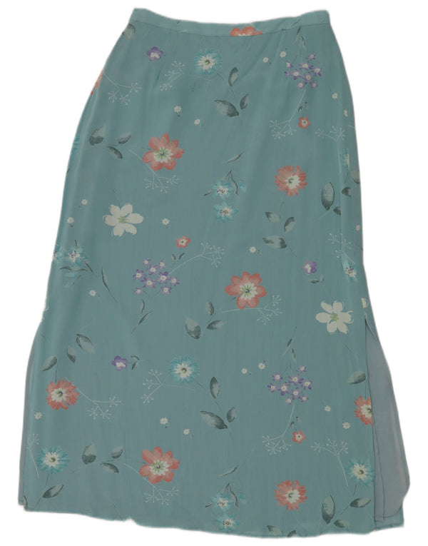 Laura Ashley Dame Maxi Nederdel UK 14 Medium W30 Blue Floral Viscose