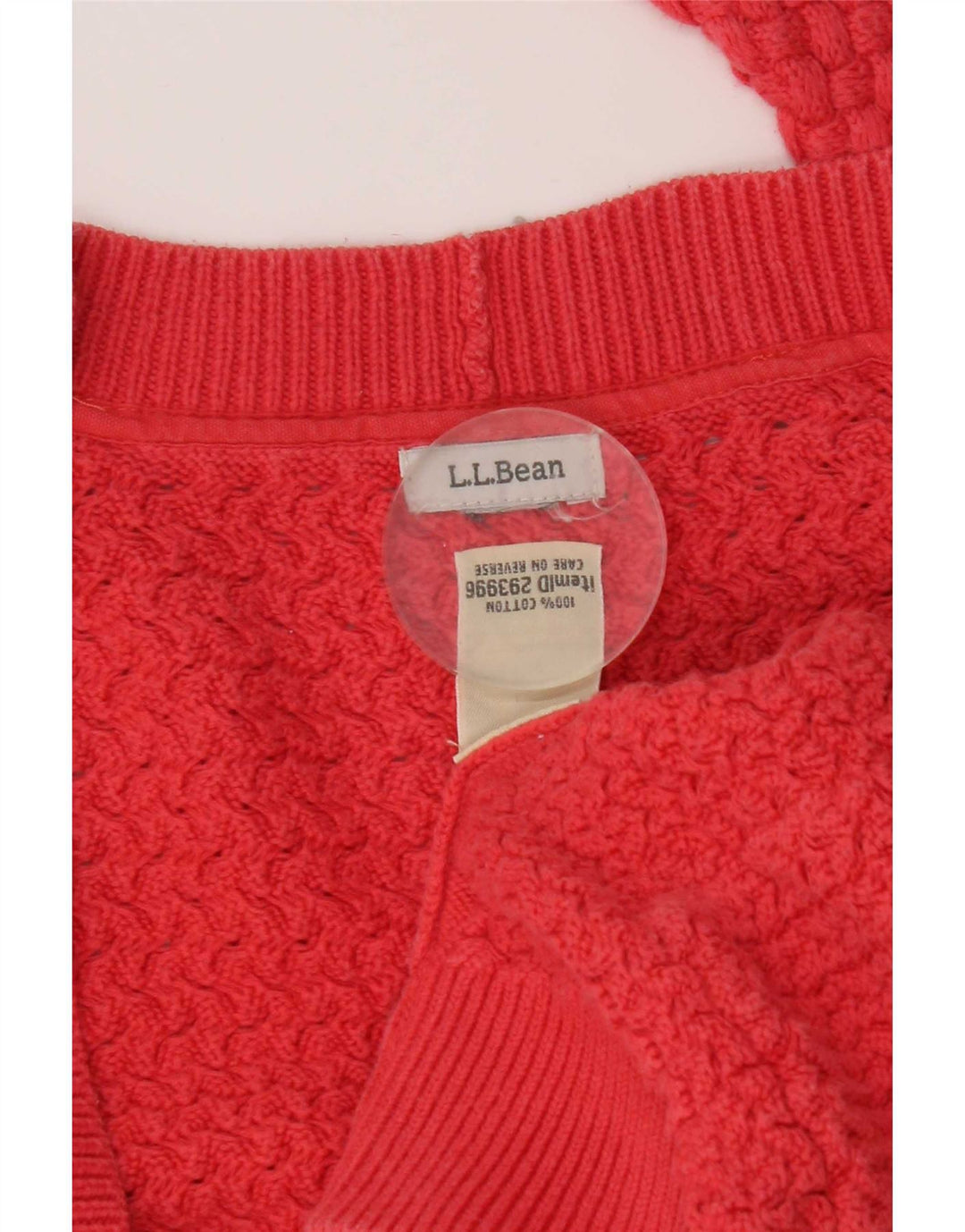 L.L.Bean Womens Open Cardigan Sweater UK 16 Large Red Bomuld