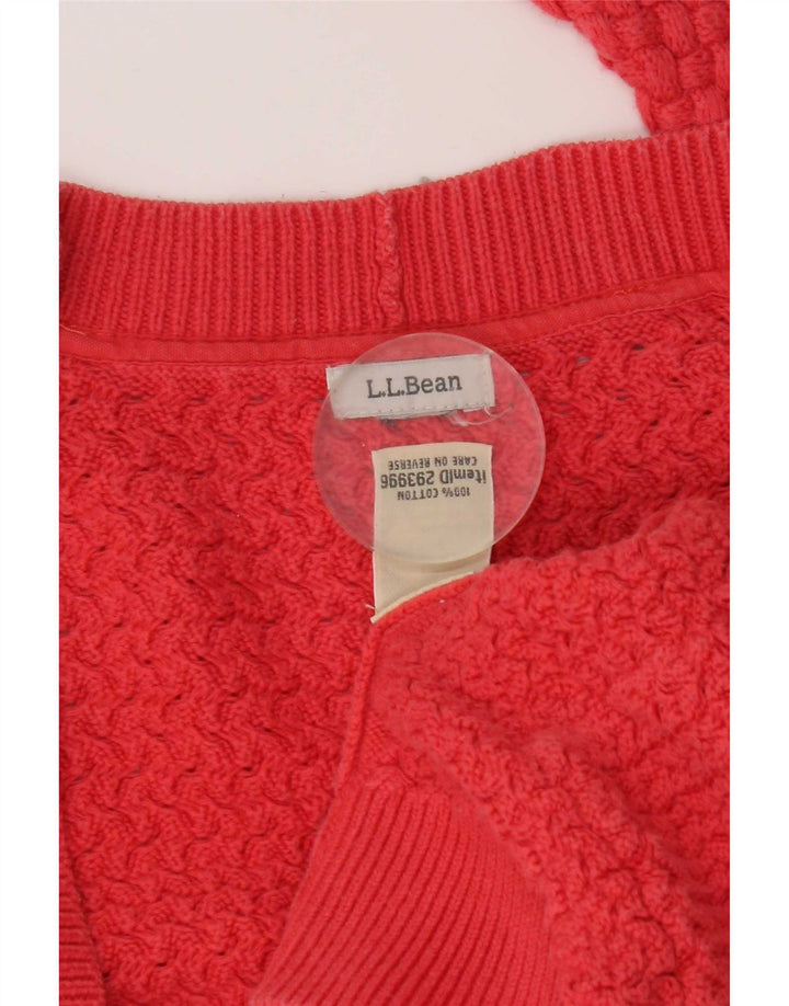 L.L.Bean Womens Open Cardigan Sweater UK 16 Large Red Bomuld