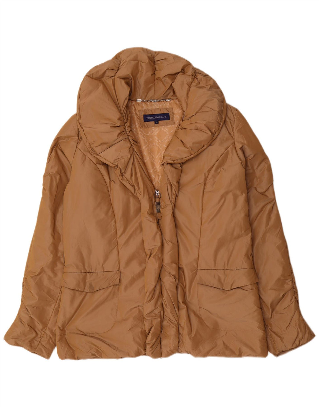 TRUSSARDI JEANS Polstret jakke til kvinder IT 48 XL Beige Polyester