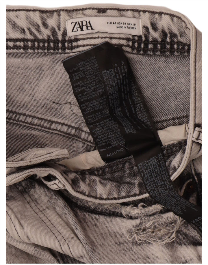 Zara Herre Distressed Tapered Jeans EU 40 Medium W31 L26 Grå Bomuld