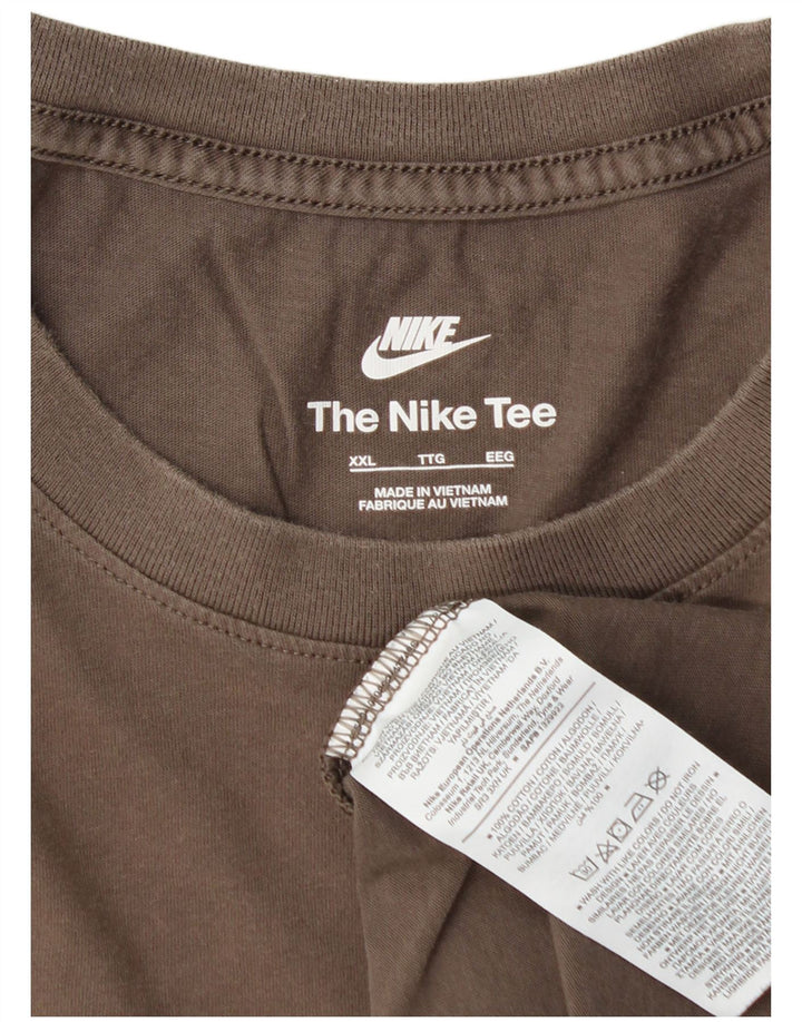 NIKE T-shirt top til mænd 2XL brun bomuld