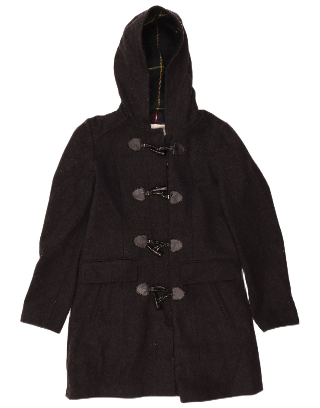 Tommy Hilfiger Dame Hooded Duffel Coat UK 10 Small Grey Uld