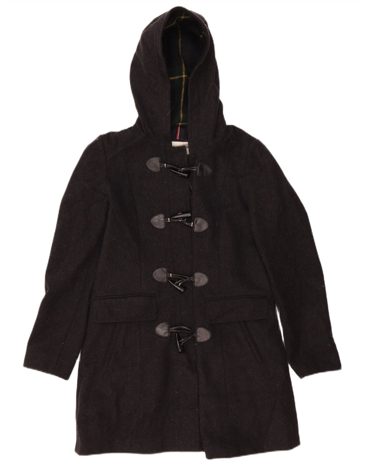 Tommy Hilfiger Dame Hooded Duffel Coat UK 10 Small Grey Uld