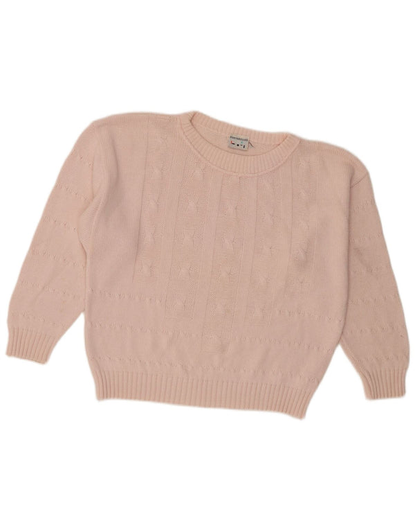 Portobello's Womens Crop Crew Neck sweater IT 42 Medium Pink Bomuld