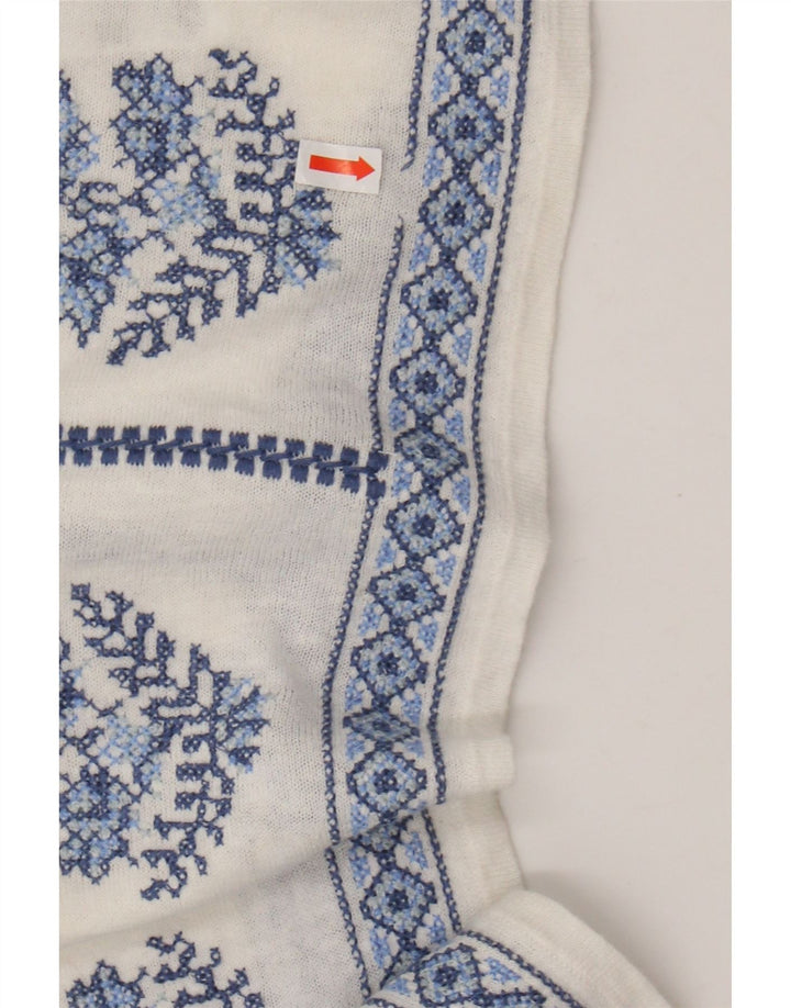 MONSOON Damebluse Top UK 16 Large Off White Floral Linen