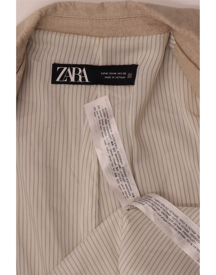 Zara Dame Blazer Jacket UK 12 Medium Beige Viscose