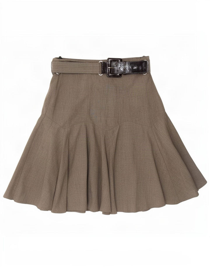Marks & Spencer Womens Flared Skirt UK 12 Medium W30 Beige Polyester
