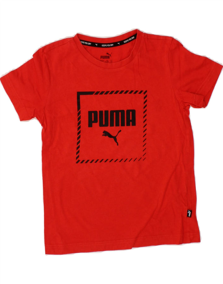 PUMA Boys Graphic T-Shirt Top 9-10 Years Medium Red Cotton Vintage Puma and Second-Hand Puma from Messina Hembry 