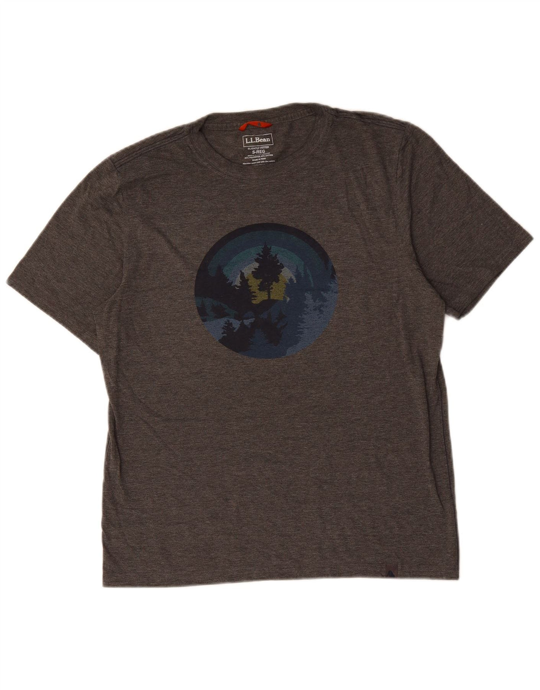 L.L.BEAN Herre letsiddende grafisk T-shirt top lille grå flækket