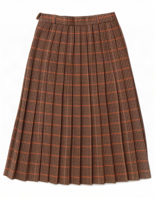 Avoca plisseret nederdel til kvinder Medium W28 Brown Houndstooth New Wool