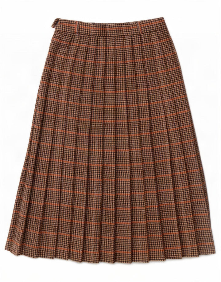 Avoca plisseret nederdel til kvinder Medium W28 Brown Houndstooth New Wool