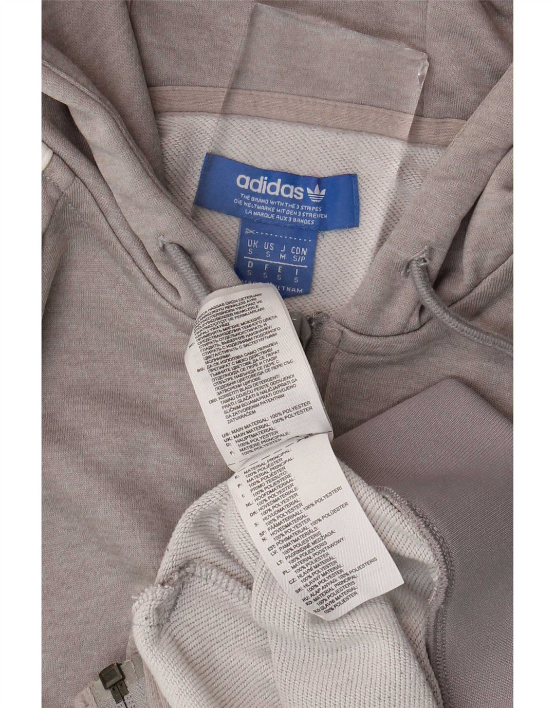 Adidas Hættetrøje med lynlås til mænd, lille grå polyester