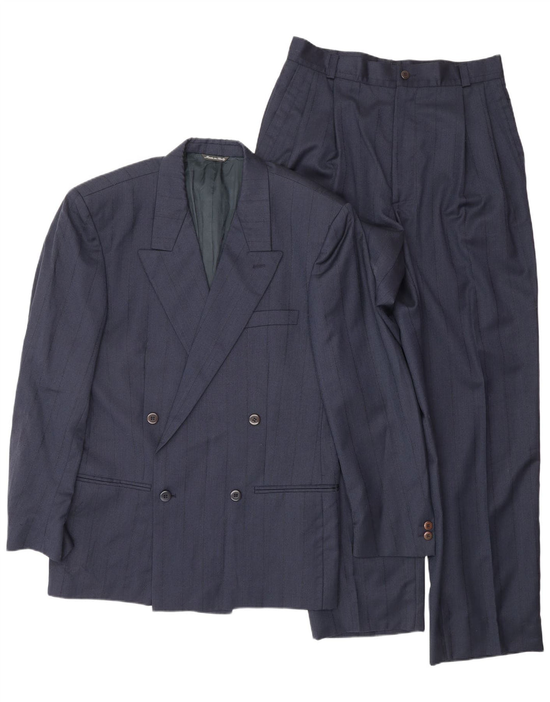 GIANNI VERSACE Herre 2-delt jakkesæt UK 40 Large W30 L30 Navy Blue Classic