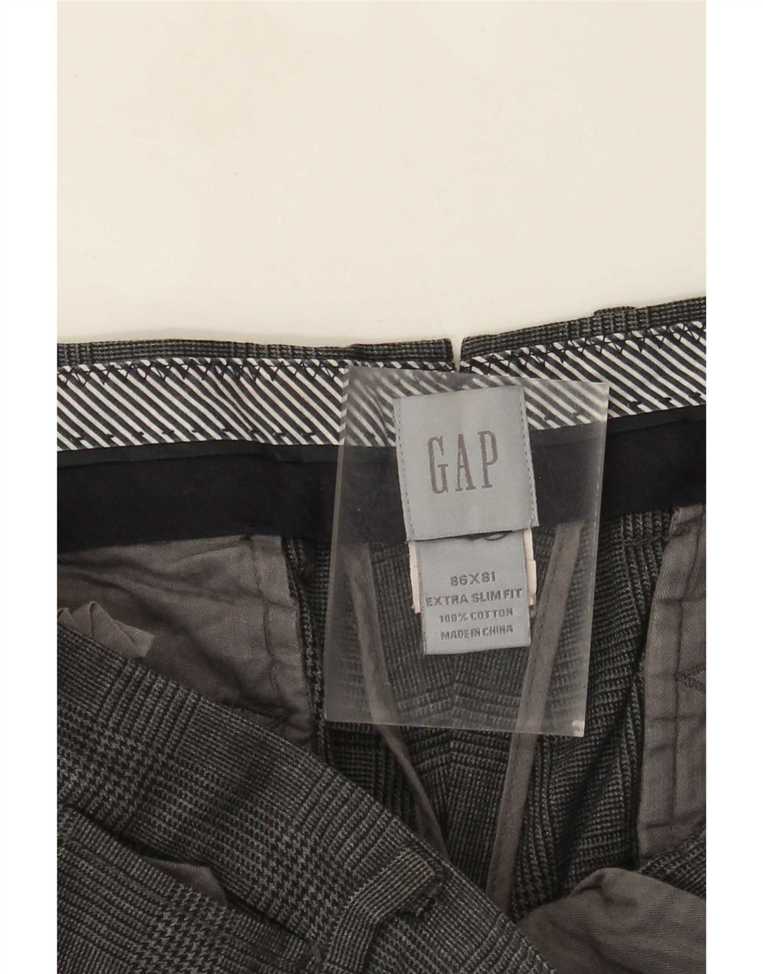 Gap Herre Extra Sim Fit Chinobukser W34 L32 Grå ternet bomuld
