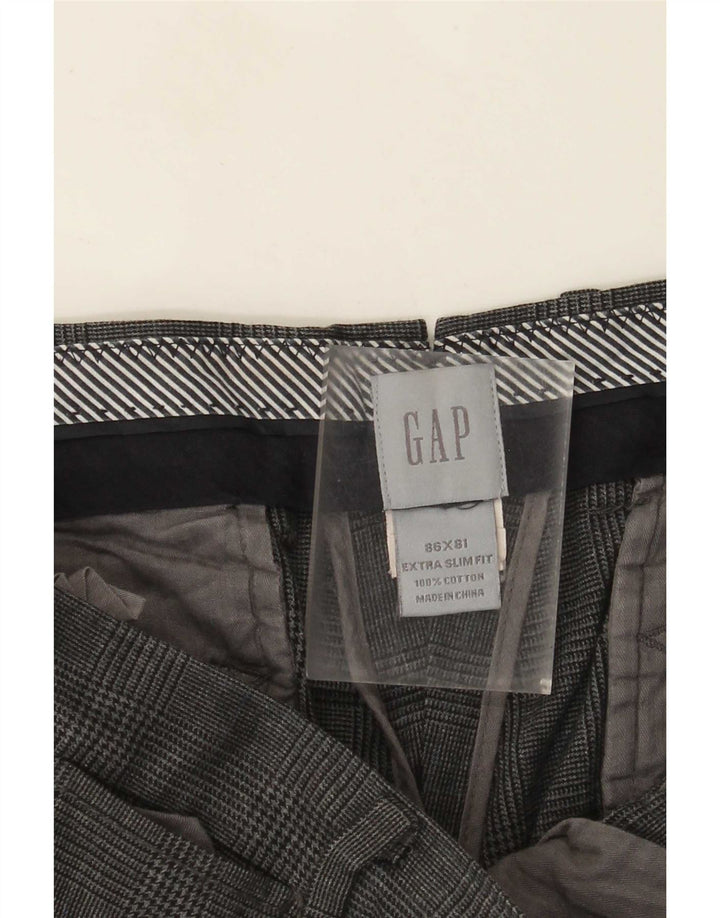 Gap Herre Extra Sim Fit Chinobukser W34 L32 Grå ternet bomuld