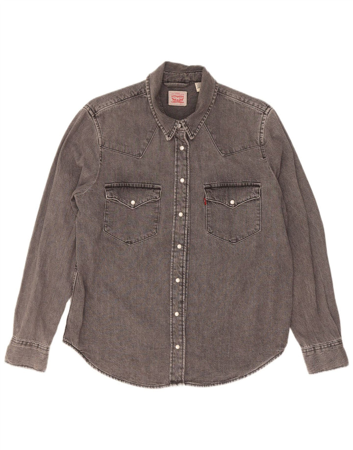 Levi's Dame Denim Shirt UK 14 Medium Grey Bomuld