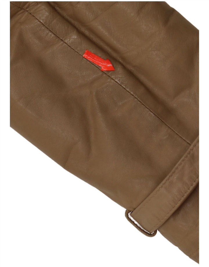 Vintage Herre Læderjakke IT 48 Medium Beige Læder