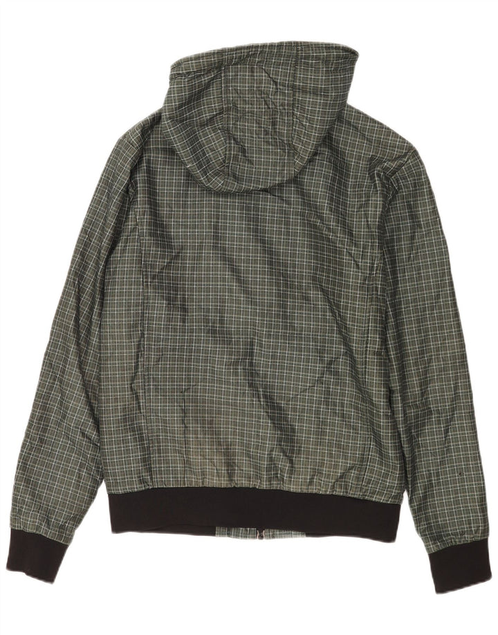 Zara Bomberjakke med hætte til mænd UK 38 Medium Grøn ternet polyester