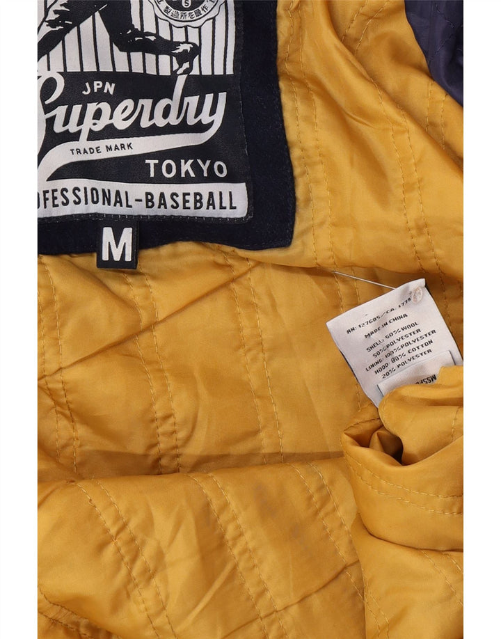 SUPERDRY Grafisk Varsity-jakke til mænd UK 38 Medium Navy Blue Colourblock