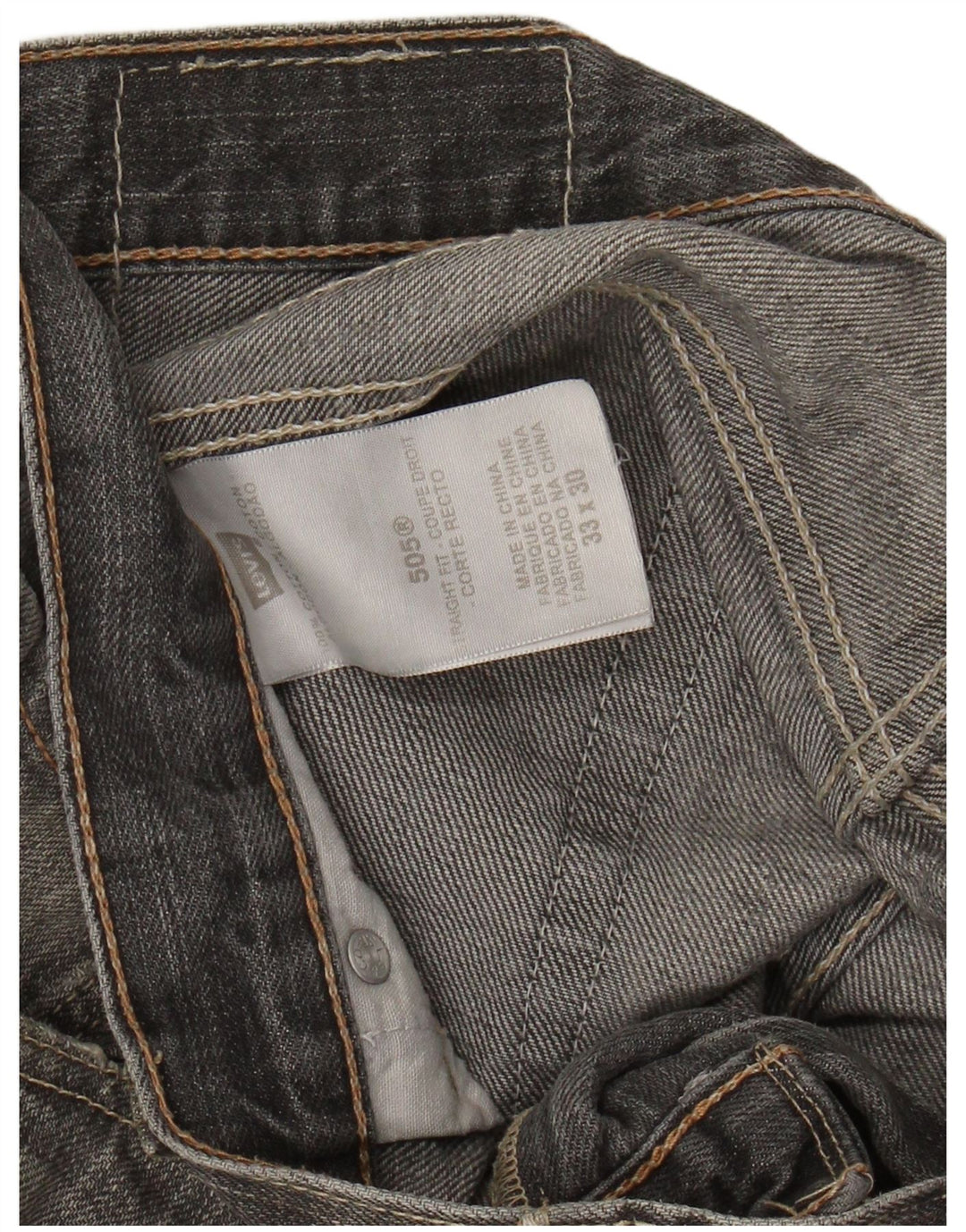 LEVI'S Herre 505 Straight Jeans W33 L30 Grå Bomuld