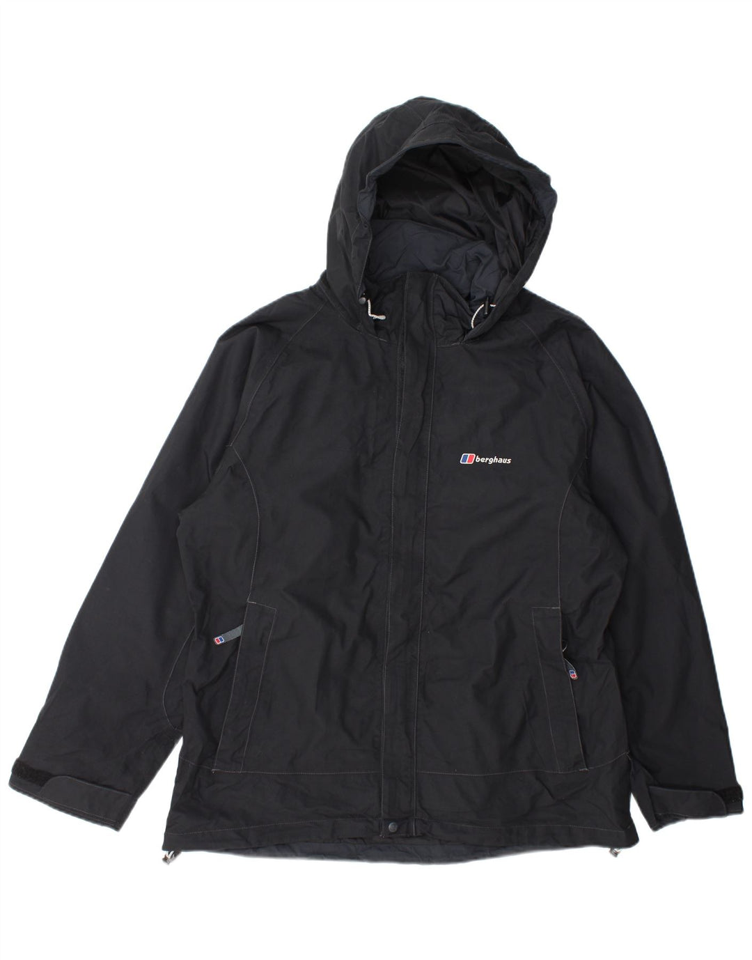 Berghaus Dame Hætte Oversized Regnjakke UK 16 Stor Sort Nylon