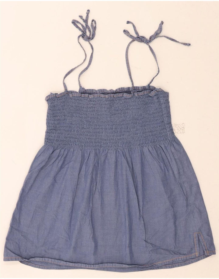 BENETTON Girls Cami Top 7-8 Years Small  Blue Cotton Vintage Benetton and Second-Hand Benetton from Messina Hembry 