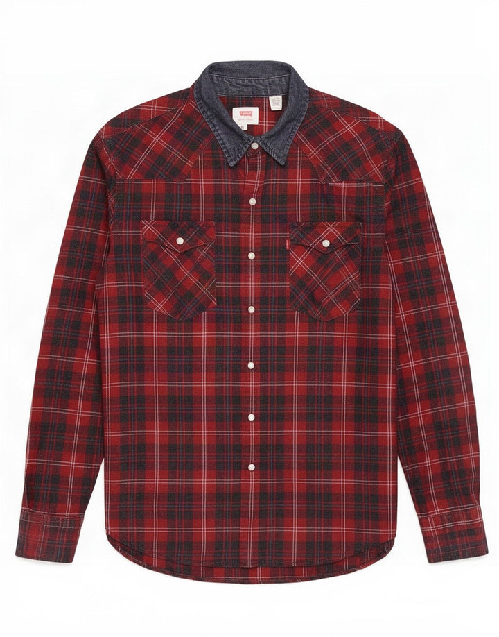 Levi's herre flannelskjorte stor rød ternet bomuld
