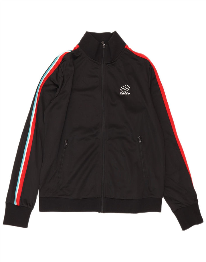 LOTTO Womens Tracksuit Top Jacket UK 16 Large Black Polyester