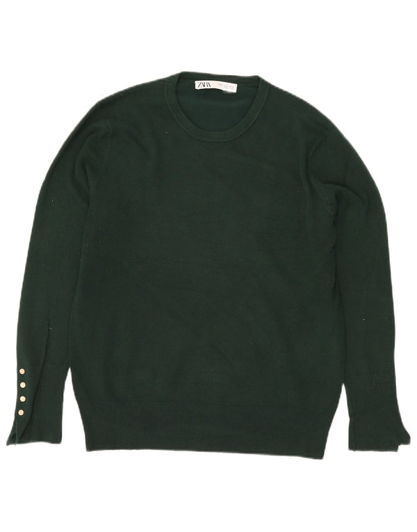 Zara Dame sweater med rund hals DK 18 XL Grøn viskose