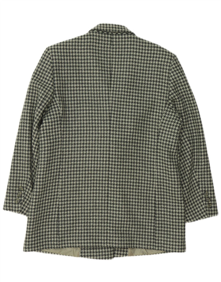 DELMOD Dame Longline Blazer Jacket IT 42 Medium Green Houndstooth