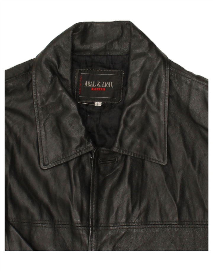 ARAL & ARAL Mens Leather Jacket UK 40 Large Black Leather Vintage Aral & Aral and Second-Hand Aral & Aral from Messina Hembry 
